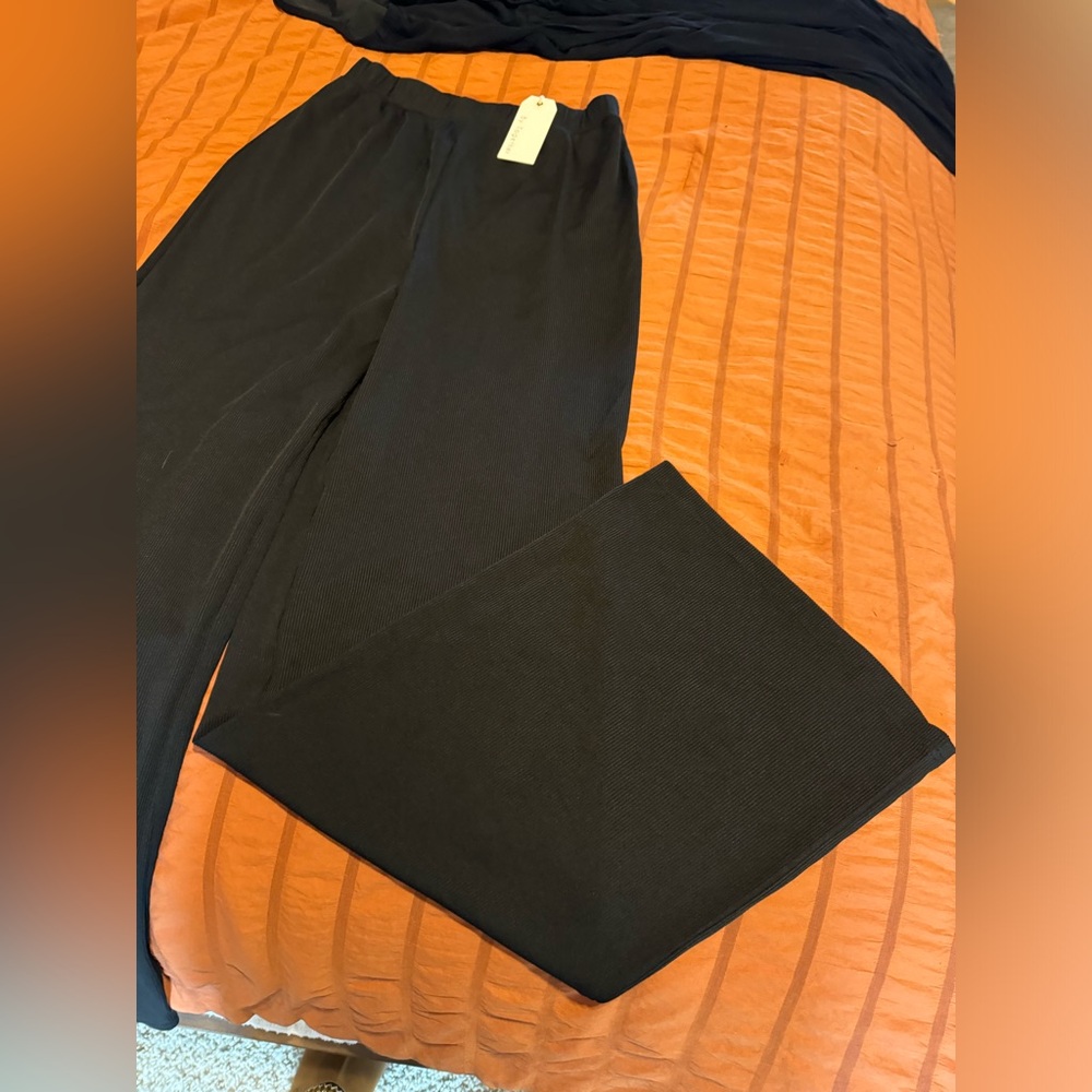 By Together Womens Pants Elastic High Waist Loose Comfy Long Pants